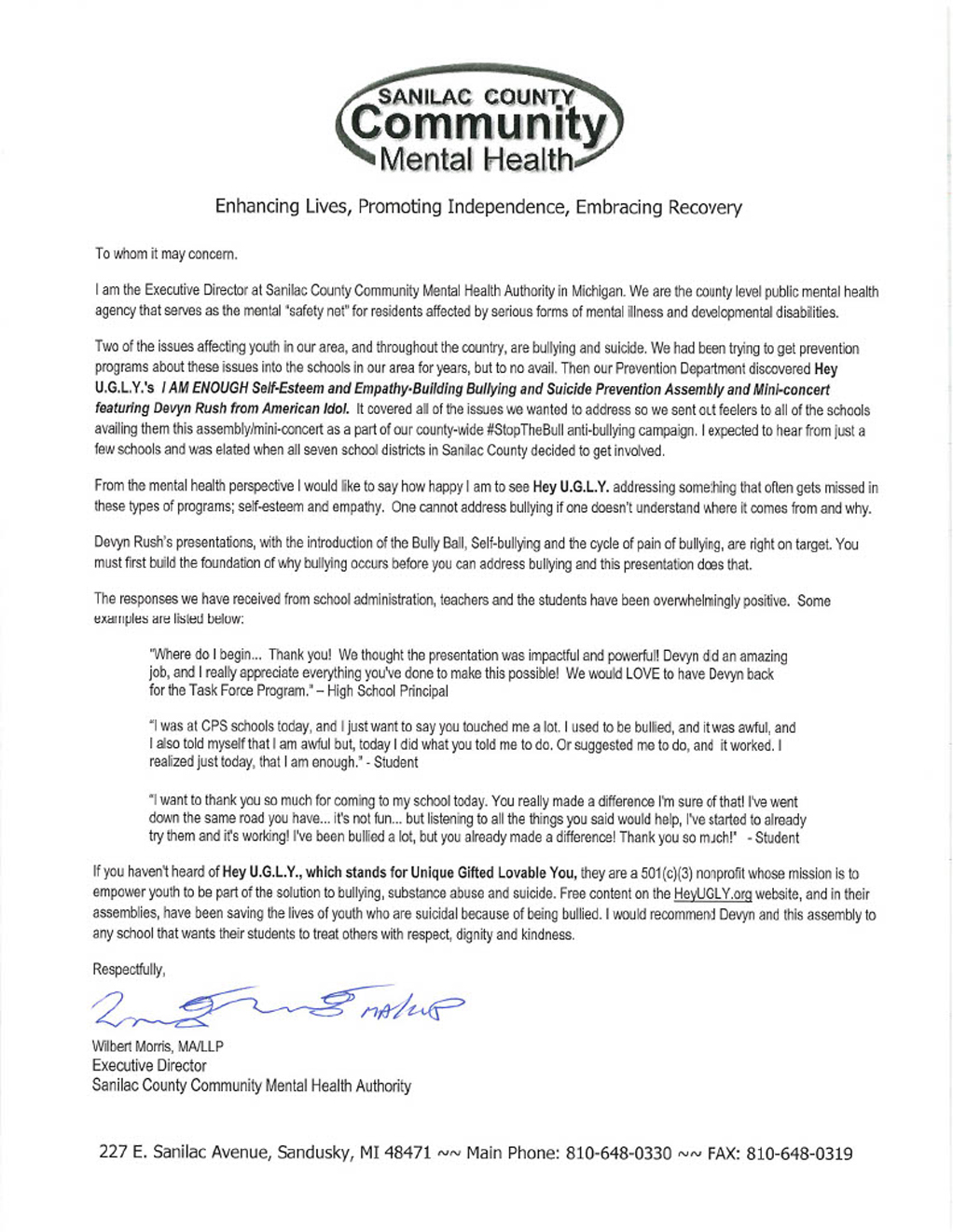 Sanilac Mental Health Ltr Of Recommendation1024_1